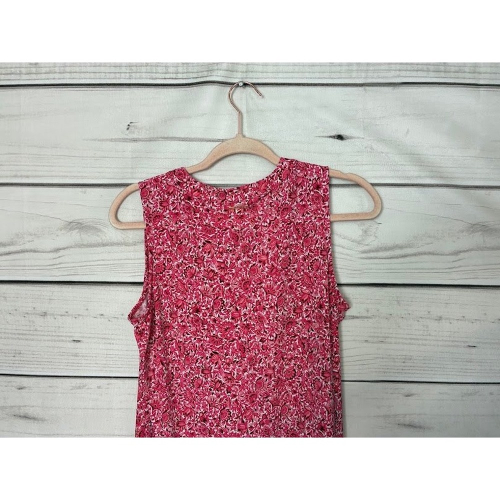 Michael Kors Pink Floral Sleeveless Ruffle Hem Shift Dress Medium - Picture 6 of 9